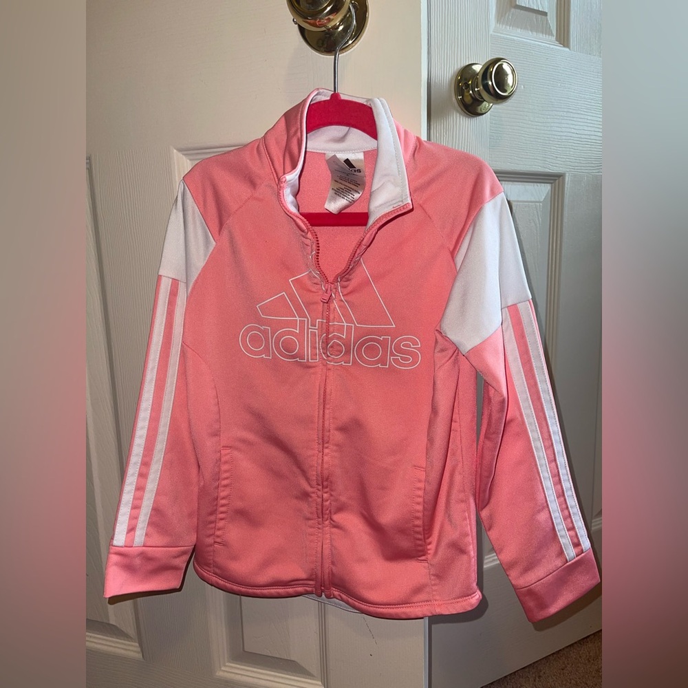 Adidas Pink and Grey Jacket/Pant Set for Girls